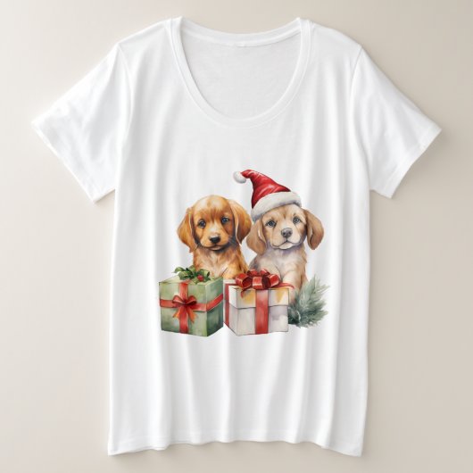 Weihnachtshunde mit Geschenken Große Größe T-Shirt (Design vorne)