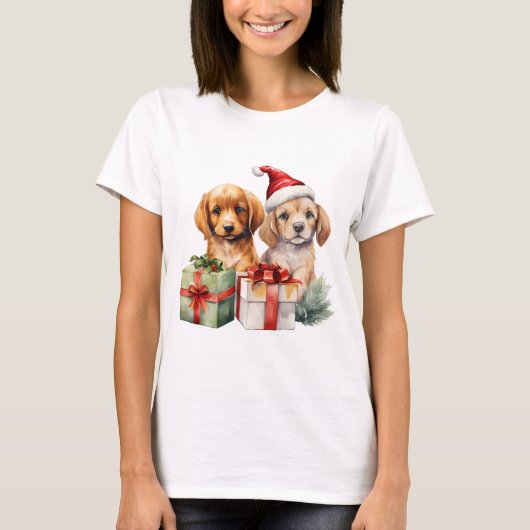 Weihnachtshunde mit Geschenken T-Shirt (Vorderseite)