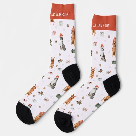 Weihnachtshunde Monogram Holiday Socks Socken (Linkes Detail)