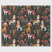 Weihnachtshunde Muster Geschenkpapier (Flach)