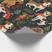 Weihnachtshunde Muster Geschenkpapier (Ecke)