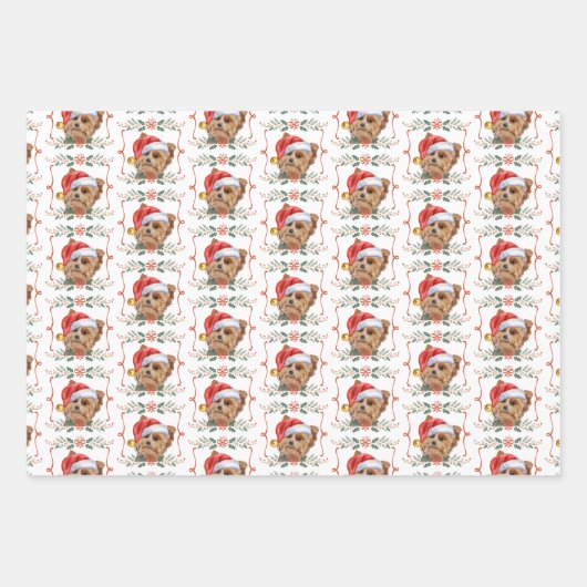 Weihnachtshunde Muster Geschenkpapier Set (Vorderseite)
