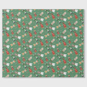 Weihnachtshunde Muster Red Green Geschenkpapier (Flach)