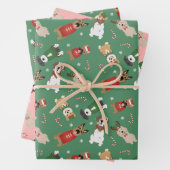 Weihnachtshunde Muster Red Green Geschenkpapier Set (Beispiel)