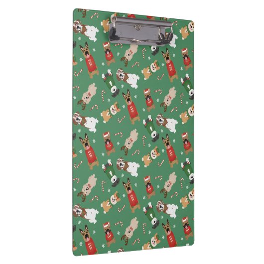 Weihnachtshunde Muster Red Green Klemmbrett (Rechts)