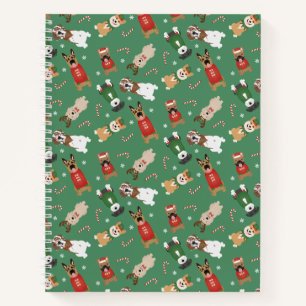 Weihnachtshunde Muster Red Green Notizblock