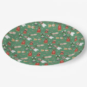 Weihnachtshunde Muster Red Green Pappteller (Schrägansicht)