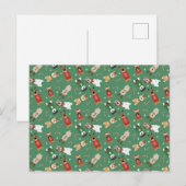 Weihnachtshunde Muster Red Green Postkarte (Vorne/Hinten)