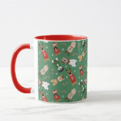 Weihnachtshunde Muster Red Green Tasse (Links)