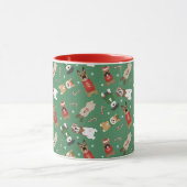 Weihnachtshunde Muster Red Green Tasse (Zentrum)