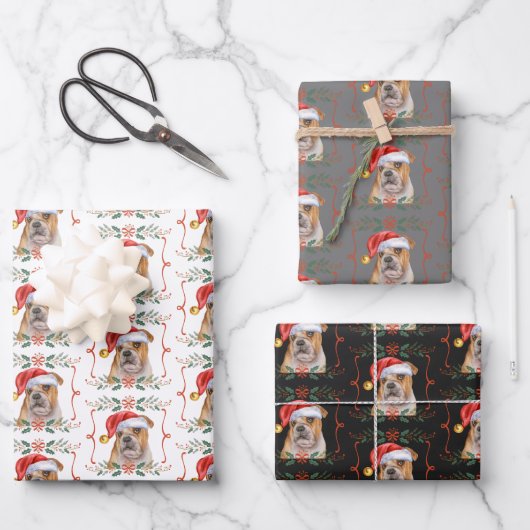 Weihnachtshunde Muster Wrapping Paper Sheets Geschenkpapier Set (Vorderseite)