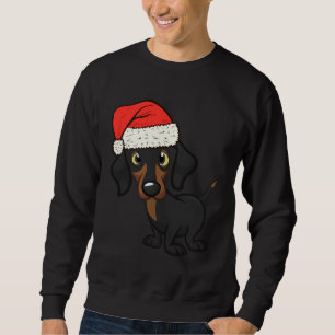 Weihnachtshunde Niedliche Dackel Weihnachtsmannmüt Sweatshirt