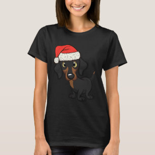 Weihnachtshunde Niedliche Dackel Weihnachtsmannmüt T-Shirt