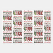Weihnachtshunde Niedliche Welpen in Strümpfen Retr Geschenkpapier Set (Vorderseite)