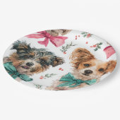 Weihnachtshunde-Papierplatten festlich Pappteller (Schrägansicht)