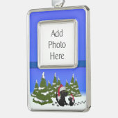 Weihnachtshunde Rahmen-Ornament Silber (Links)