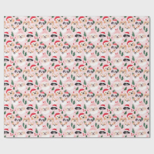 Weihnachtshunde Rosa Geschenkpapier