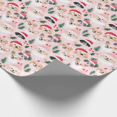 Weihnachtshunde Rosa Geschenkpapier (Ecke)