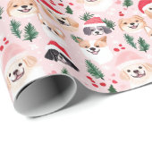 Weihnachtshunde Rosa Geschenkpapier (Rolleneckpunkt)
