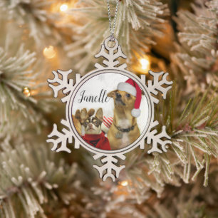Weihnachtshunde Schneeflocken Zinn-Ornament