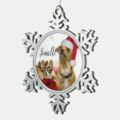Weihnachtshunde Schneeflocken Zinn-Ornament (Rechts)