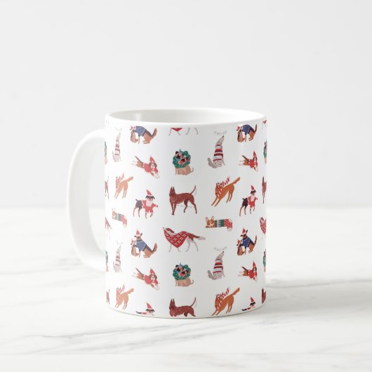 🎅 🐶 Weihnachtshunde Tasse (Vorderseite Links)