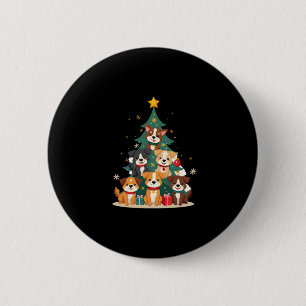 Weihnachtshunde Tree T - Shirt Niedlich Hunde Welp Button