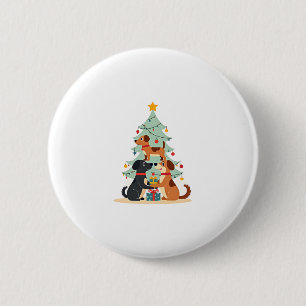 Weihnachtshunde Tree T - Shirt Niedlich Hunde Welp Button