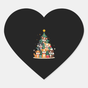 Weihnachtshunde Tree T - Shirt Niedlich Hunde Welp Herz-Aufkleber