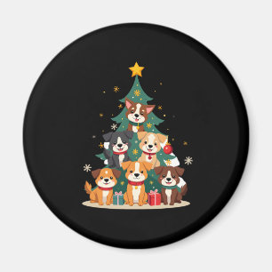 Weihnachtshunde Tree T - Shirt Niedlich Hunde Welp Magnet