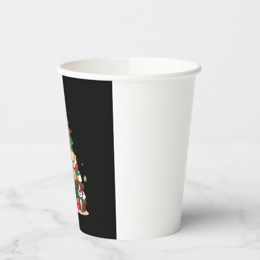 Weihnachtshunde Tree T - Shirt Niedlich Hunde Welp Pappbecher (Links)