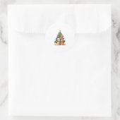 Weihnachtshunde Tree T - Shirt Niedlich Hunde Welp Runder Aufkleber (Tasche)