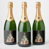 Weihnachtshunde Tree T - Shirt Niedlich Hunde Welp Schaumweinetikett (Flaschen)