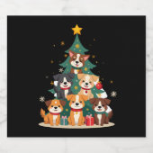 Weihnachtshunde Tree T - Shirt Niedlich Hunde Welp Schaumweinetikett (Einzelnes Label)