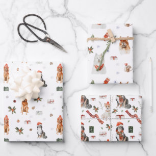 Weihnachtshunde Trio Geschenkpapier Set
