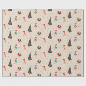 Weihnachtshunde und Baummuster Geschenkpapier (Flach)