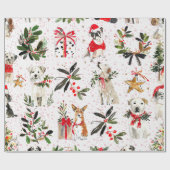 Weihnachtshunde und Grünmuster Geschenkpapier (Flach)