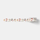 Weihnachtshunde und Grünmuster Ripsband (Vorderseite)