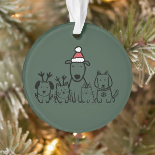 Weihnachtshunde und -katzen Rentiere Feiertag Ornament