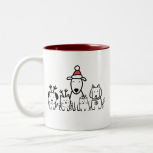 Weihnachtshunde und -katzen Rentiere Feiertag Zweifarbige Tasse
