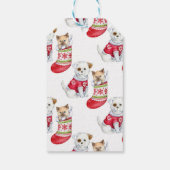 Weihnachtshunde und Katzen-Strümpfe Geschenkanhänger (Rückseite)