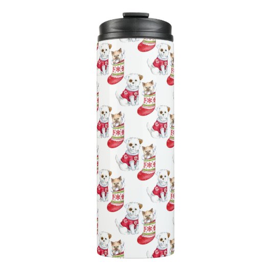 Weihnachtshunde und Katzen-Strümpfe Thermosbecher (Vorderseite)