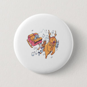 Weihnachtshunde und KatzenSchlitten Button