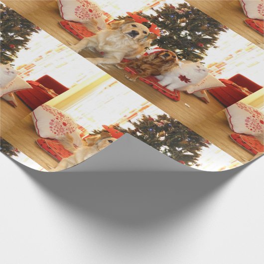 Weihnachtshunde und Katzenwaschpapier Geschenkpapier (Ecke)