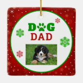 Weihnachtshunde Vater Paw Print Snowflake Foto Keramikornament (Rückseite)