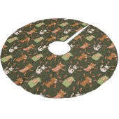 Weihnachtshunde Weihnachten Weihnachten Grün Polyester Weihnachtsbaumdecke (Schrägansicht)