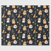 Weihnachtshunde Weihnachtsbaummuster Geschenkpapier (Flach)