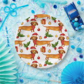 Weihnachtshunde-Weihnachtsmuster Pappteller (Party)