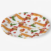 Weihnachtshunde-Weihnachtsmuster Pappteller (Schrägansicht)