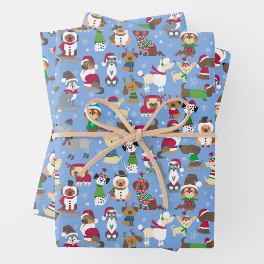 Weihnachtshunde Xmas Welpe Sweaters Süße Tier Geschenkpapier Set (Beispiel)